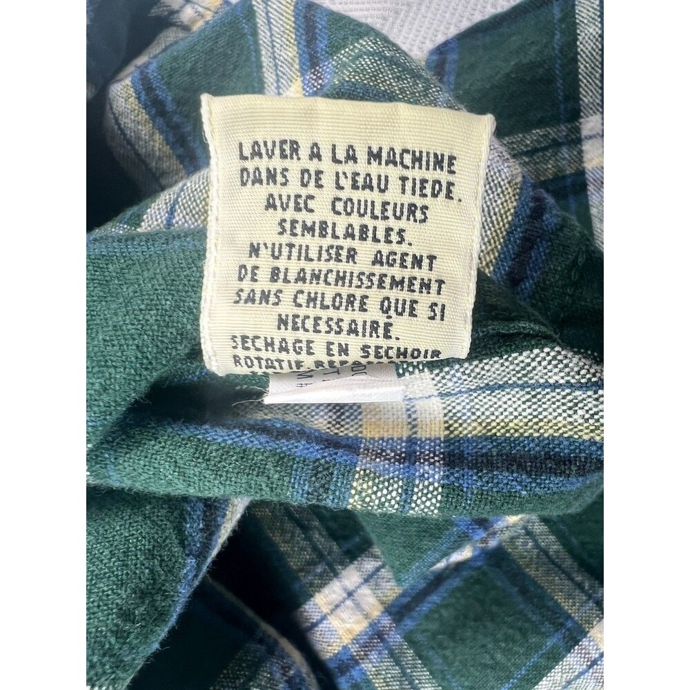 Eddie Bauer Mens L Tall Green Plaid Button Front Shirt 100% Cotton Preppy - Picture 6 of 8